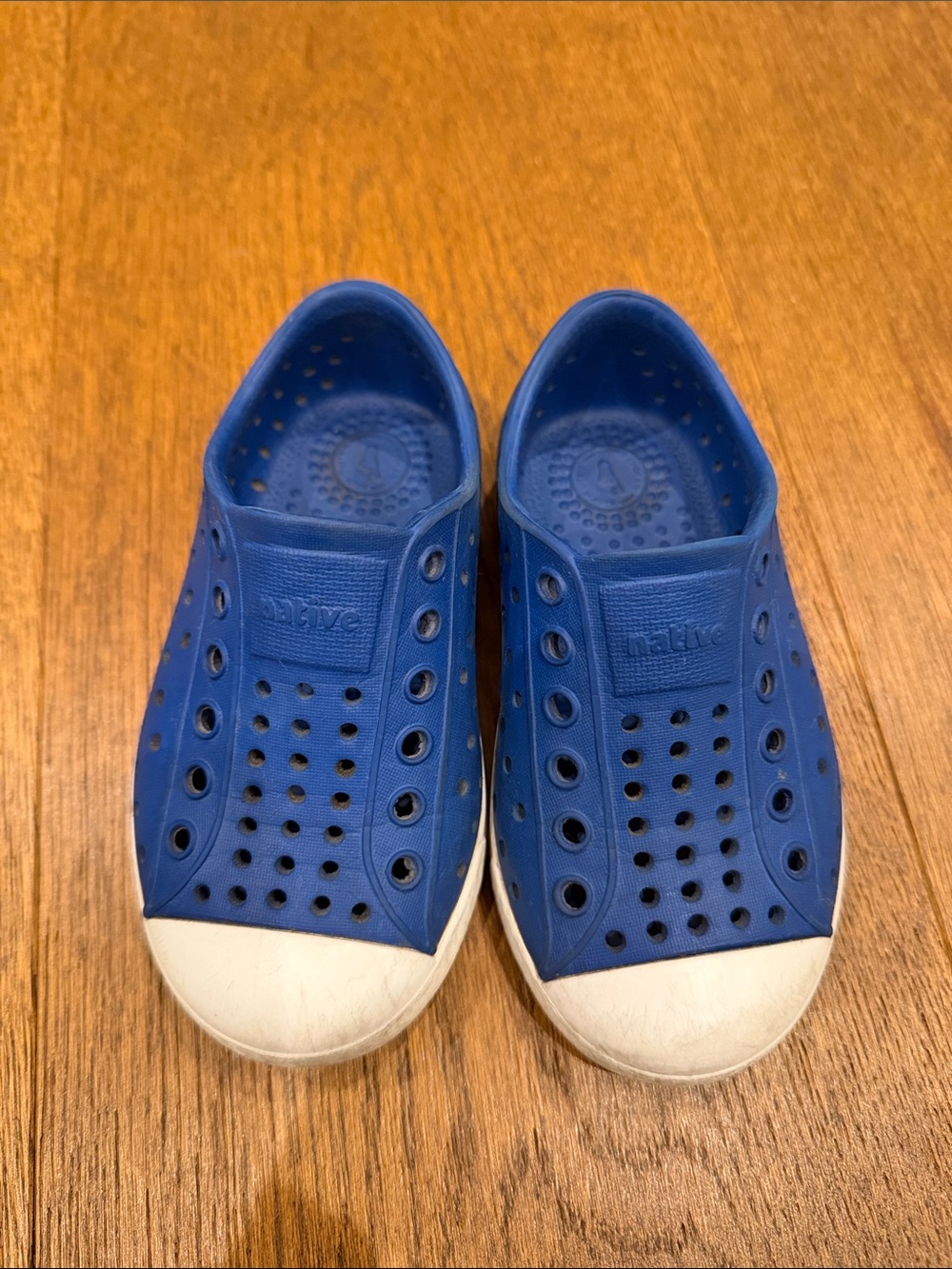 Native Kids Slip-On Water Shoes in Blue with White Toe Caps